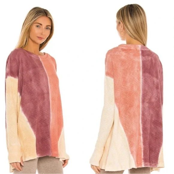 Free People Logan Long Sleeve Top in Pink and Cream - Picture 3 of 8